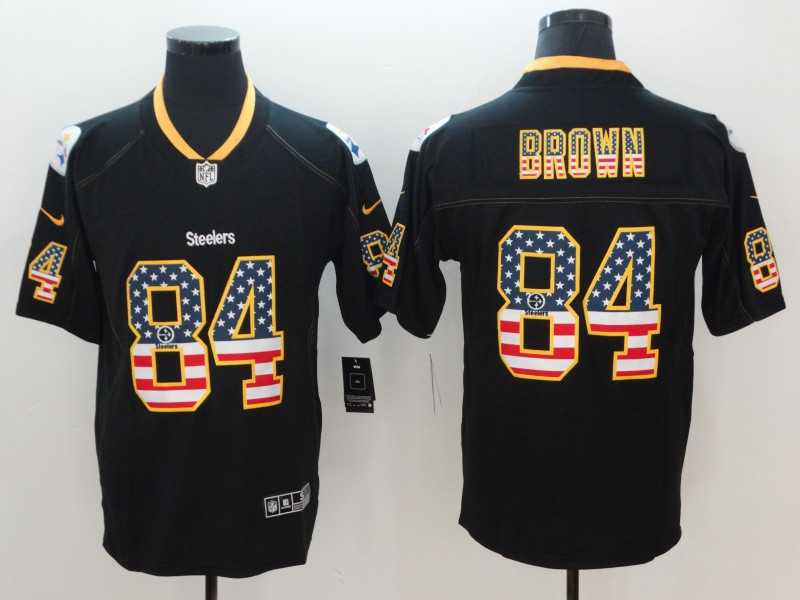 Nike Steelers 84 Antonio Brown Black USA Flag Fashion Color Rush Limited Jersey,We sell and wholesale Nike Steelers 84 Antonio Brown Black USA Flag Fashion Color Rush Limited Jersey on line form chian!